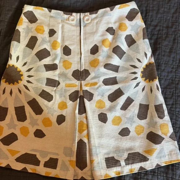 Anthropologie A-Line Skirt with Yellow and Gray Pattern - Picture 4 of 4